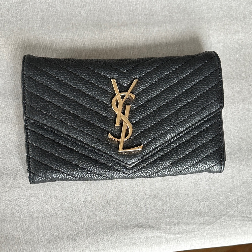 Faux leather black clutch